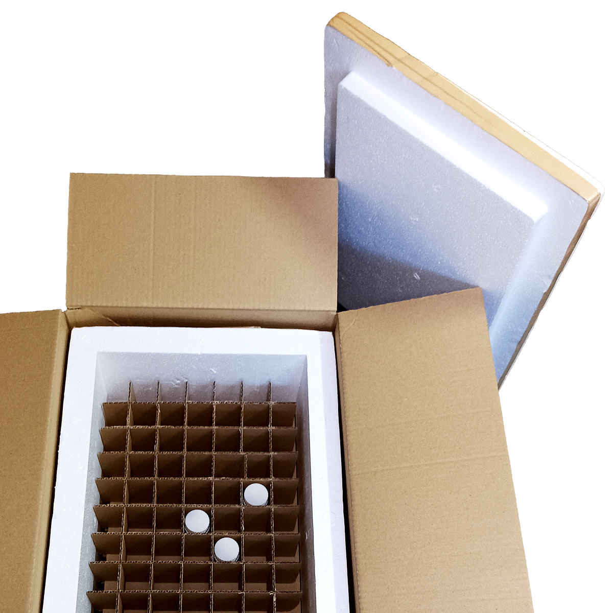 Fotografie eines Versandkartons aus Wellpappe für Pharmaprodukte